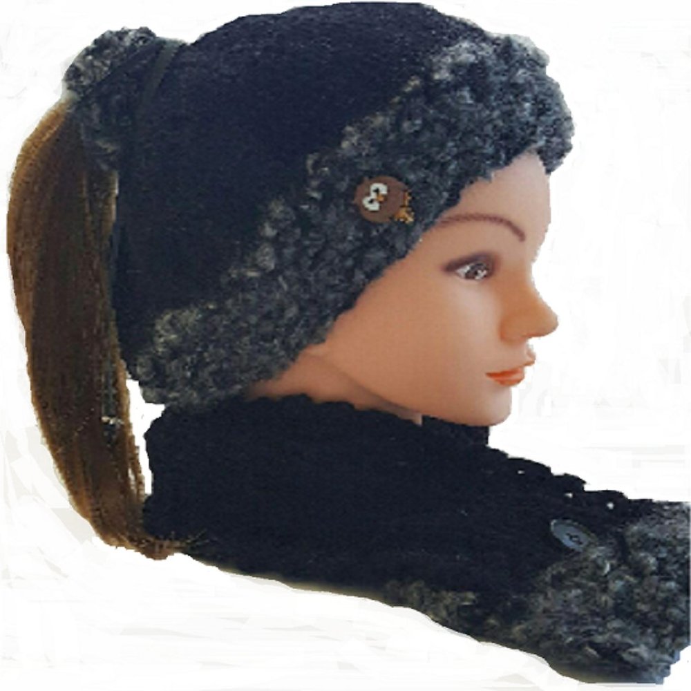 Messy Bun, Pony Tail Hats & Neck Scarves